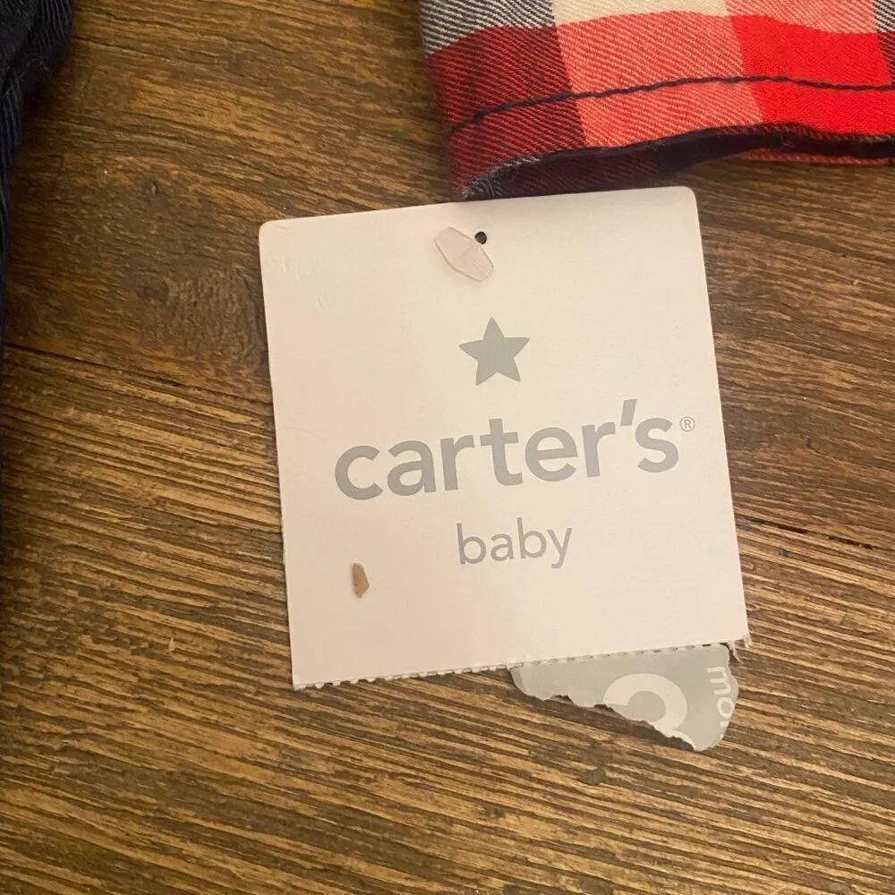 Carter's Plaid Shirt One Piece Pants Set Two Piece 3 Months NWT Button Up Casual